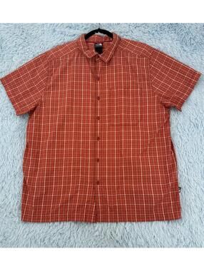 THE NORTH FACE Men's XL Orang Plaid Short-Sleeve Button-Up Polyester/Nylon Shirt